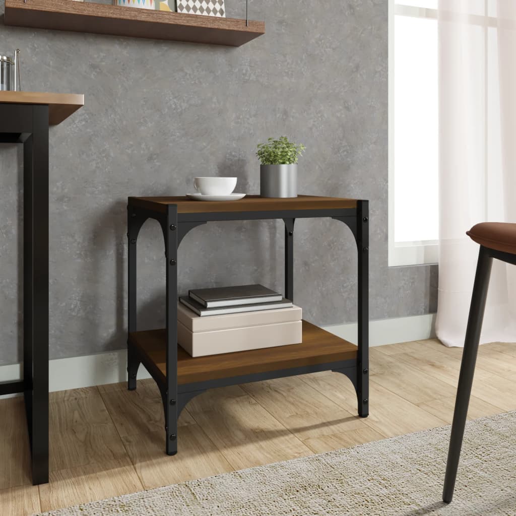 tv-bord 40x33x41 cm konstrueret træ og stål brun egetræsfarve