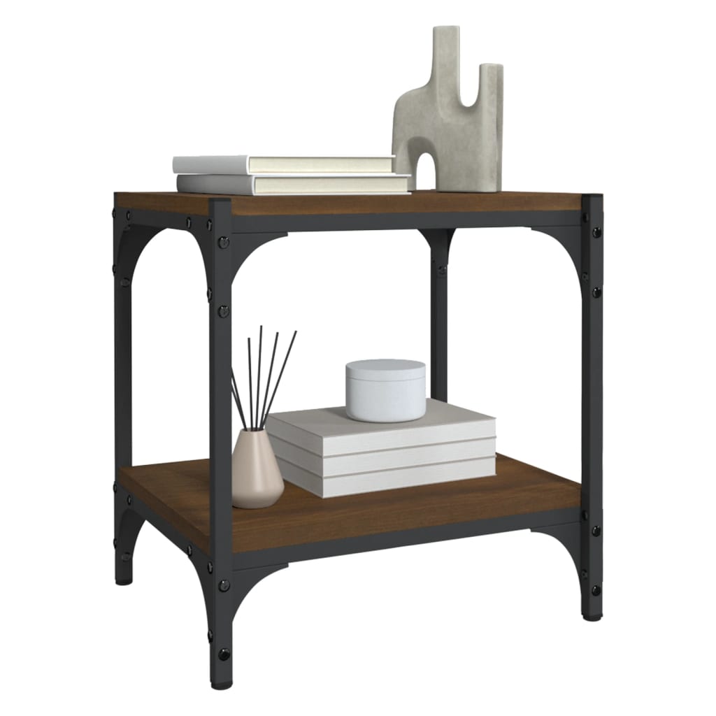 tv-bord 40x33x41 cm konstrueret træ og stål brun egetræsfarve