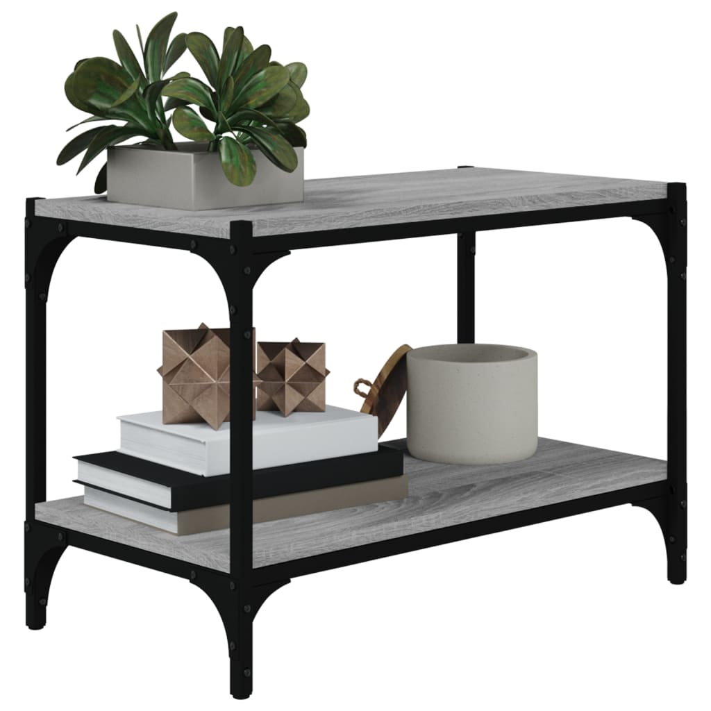 tv-bord 60x33x41 cm konstrueret træ og stål grå sonoma-eg