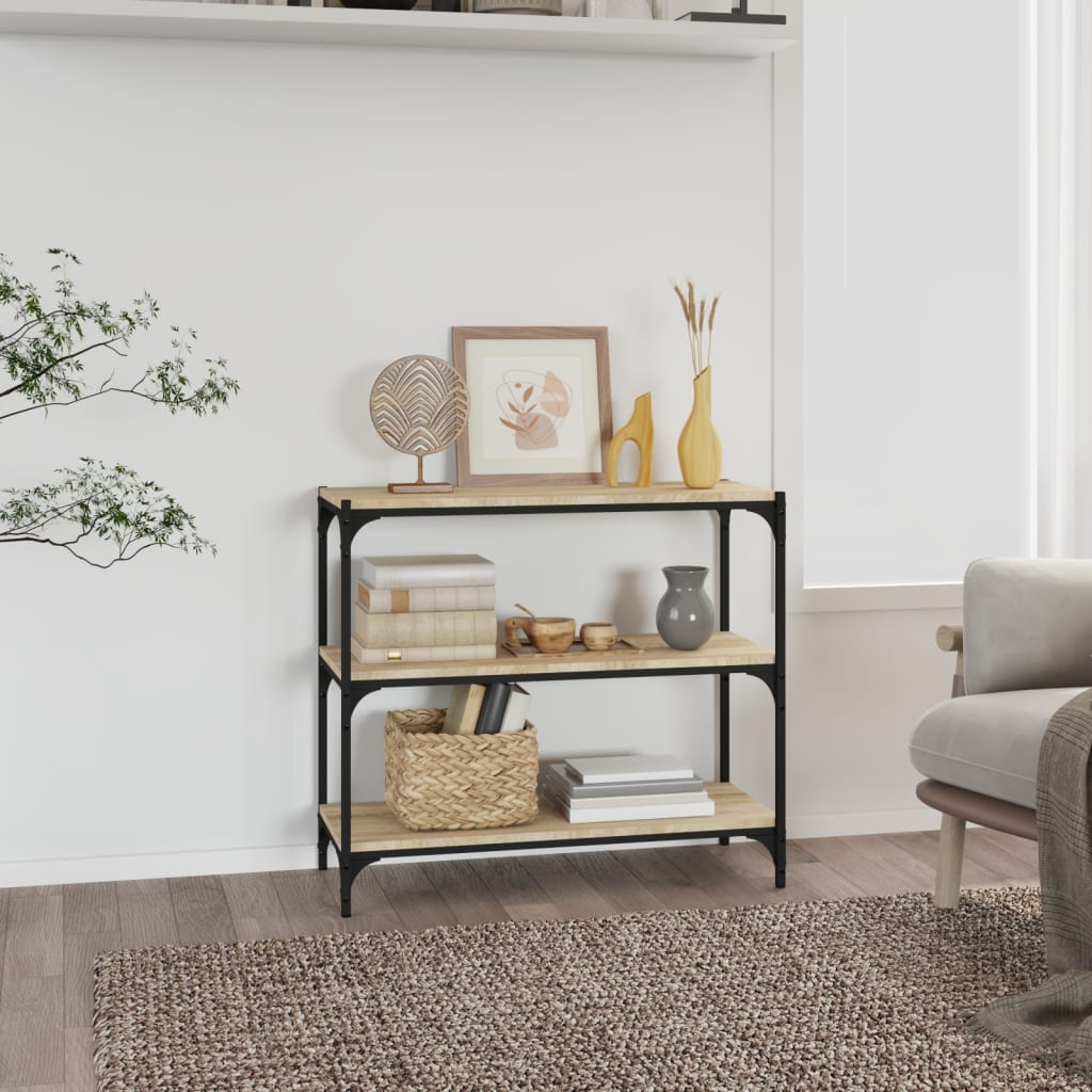 bogreol 80x33x70,5 cm konstrueret træ og stål sonoma-eg