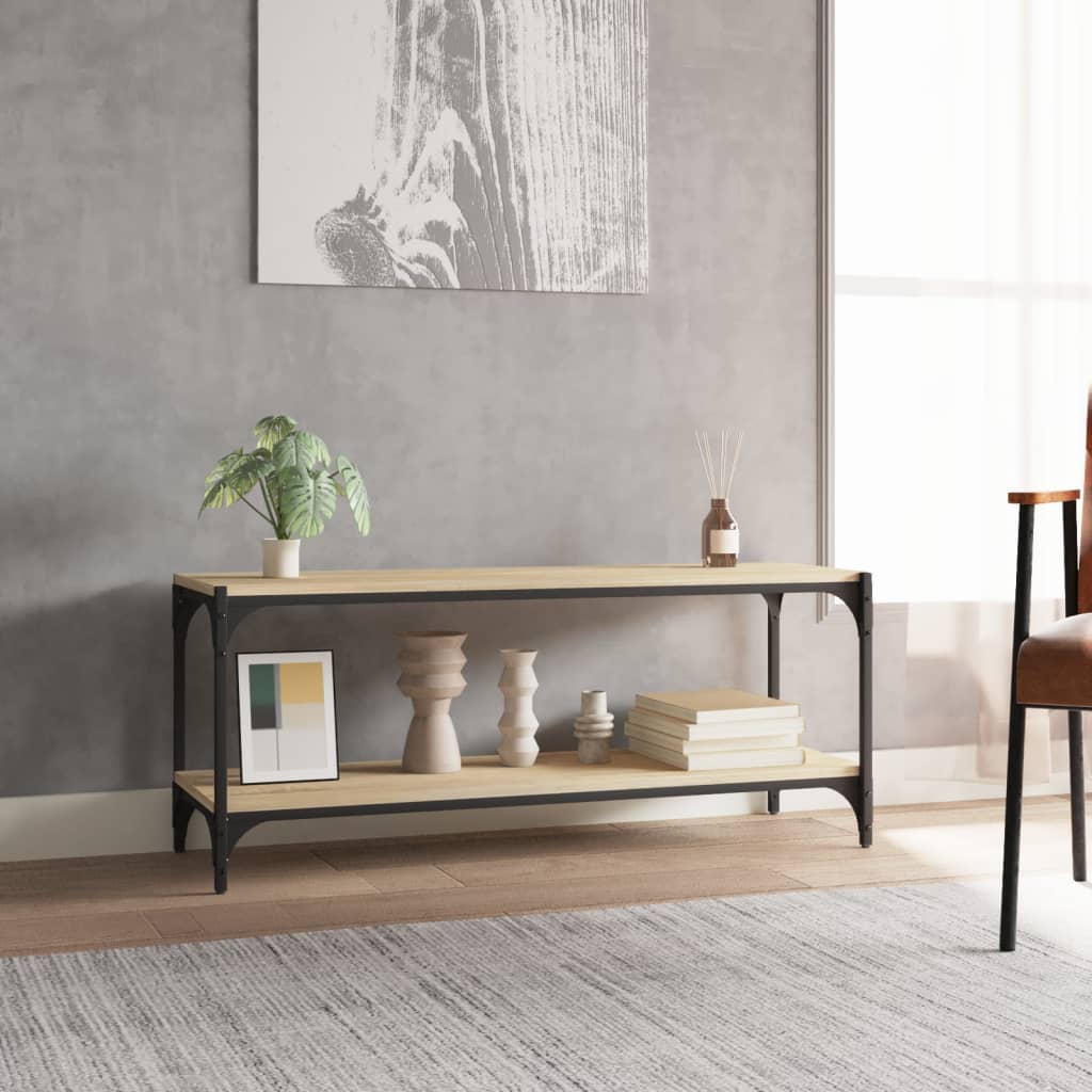 tv-bord 100x33x41 cm konstrueret træ og stål sonoma-eg