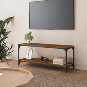 tv-bord 100x33x41 cm konstrueret træ og stål røget egetræsfarve
