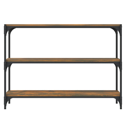 bogreol 100x33x70,5 cm konstrueret træ og stål røget egetræ