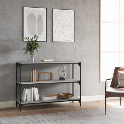 bogreol 100x33x70,5 cm konstrueret træ og stål grå sonoma-eg