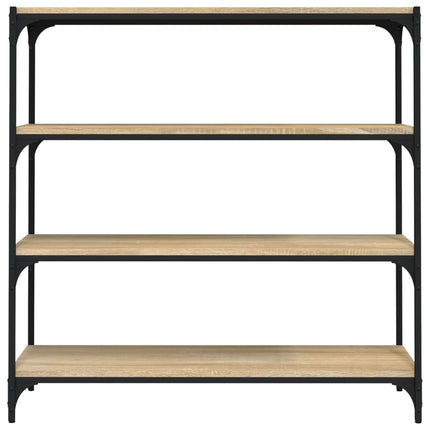 bogreol 100x33x100 cm konstrueret træ og stål sonoma-eg