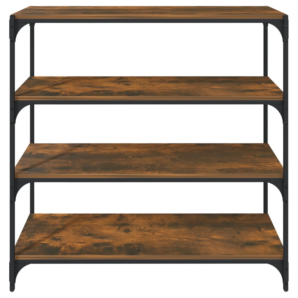 bogreol 100x33x100 cm konstrueret træ og stål røget egetræ