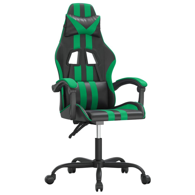 drejelig gamingstol kunstlæder sort og grøn