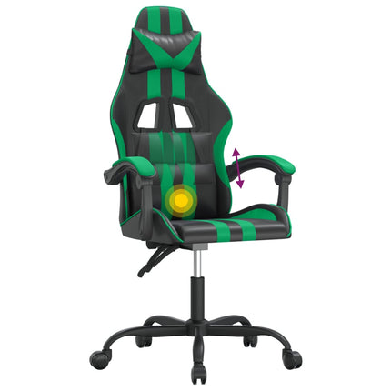 drejelig gamingstol kunstlæder sort og grøn