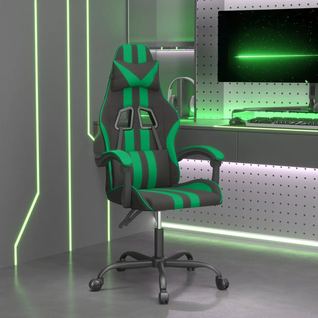 drejelig gamingstol kunstlæder sort og grøn