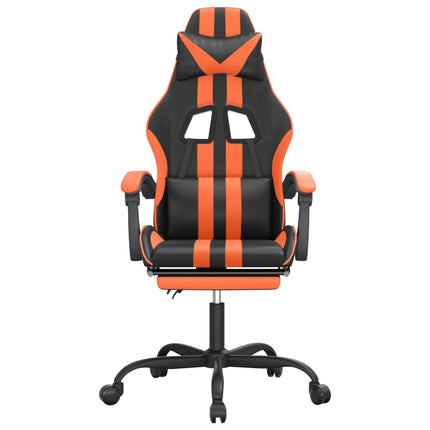 drejelig gamingstol med fodstøtte kunstlæder sort og orange