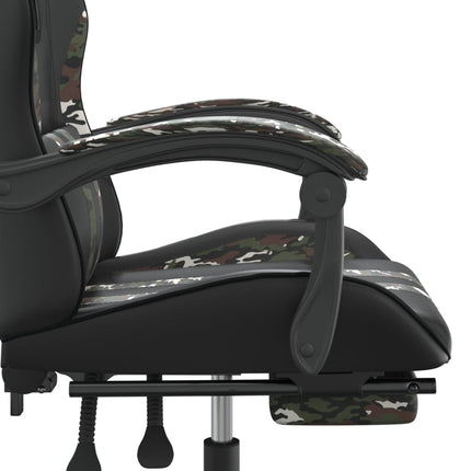 drejelig gamingstol med fodstøtte kunstlæder sort camouflage