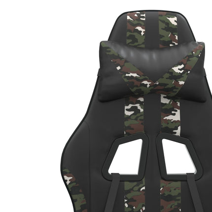 drejelig gamingstol med fodstøtte kunstlæder sort camouflage