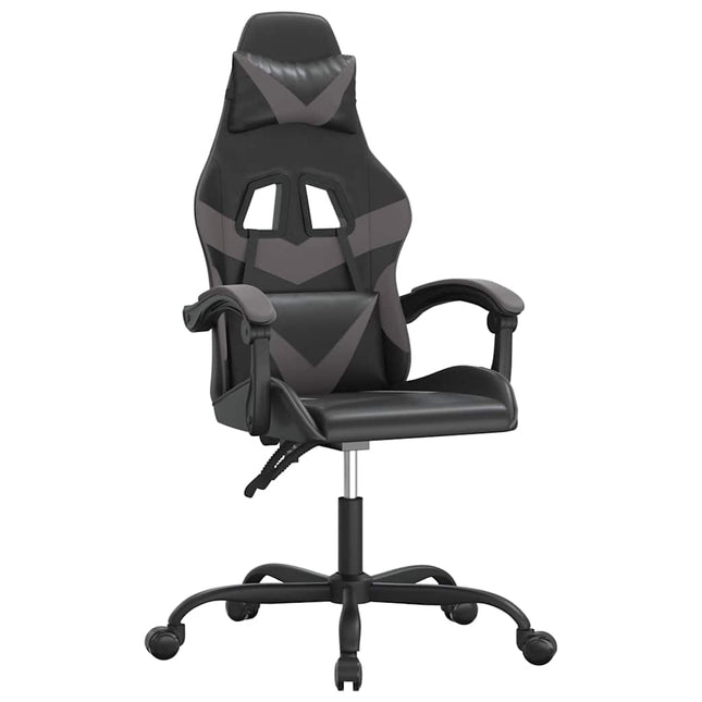 drejelig gamingstol kunstlæder sort og grå