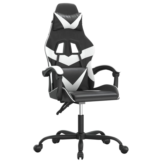 drejelig gamingstol kunstlæder sort og hvid
