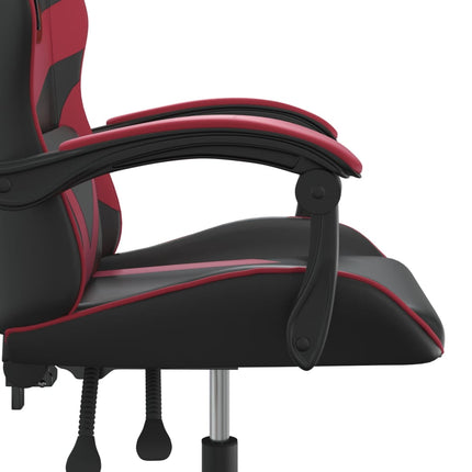 drejelig gamingstol kunstlæder sort og vinrød