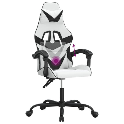 drejelig gamingstol kunstlæder hvid og sort