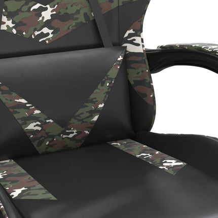 drejelig gamingstol med fodstøtte kunstlæder sort camouflage