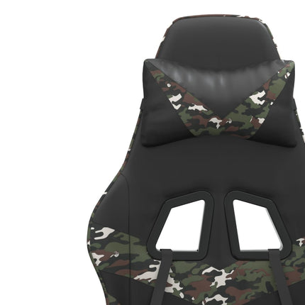 drejelig gamingstol med fodstøtte kunstlæder sort camouflage