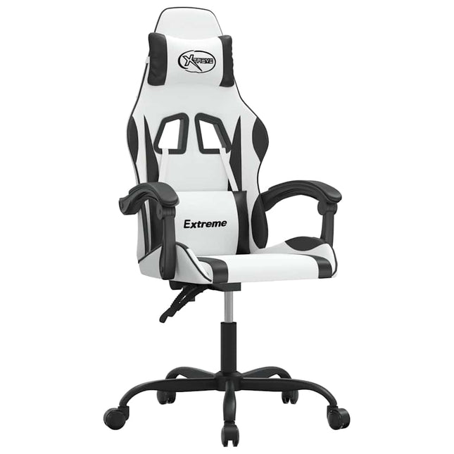 drejelig gamingstol kunstlæder hvid og sort