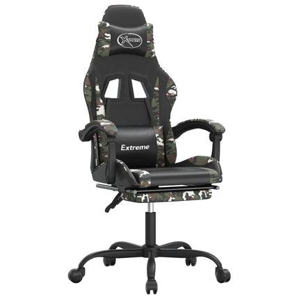 drejelig gamingstol med fodstøtte kunstlæder sort camouflage