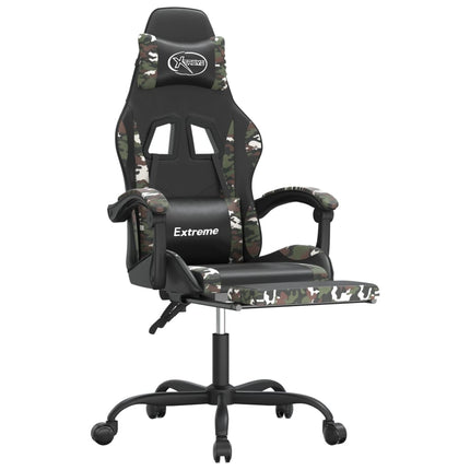 drejelig gamingstol med fodstøtte kunstlæder sort camouflage