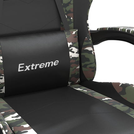 drejelig gamingstol med fodstøtte kunstlæder sort camouflage