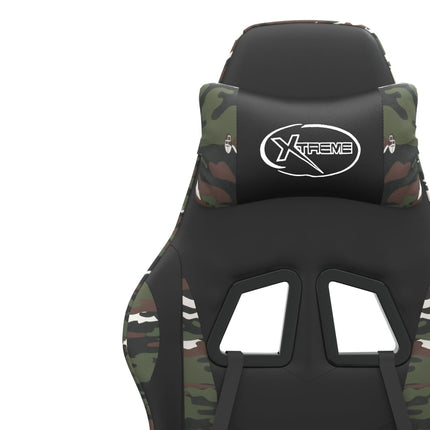 drejelig gamingstol med fodstøtte kunstlæder sort camouflage