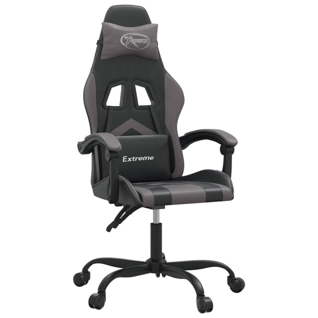 drejelig gamingstol kunstlæder sort og grå