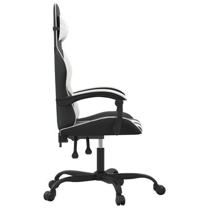 drejelig gamingstol kunstlæder sort og hvid