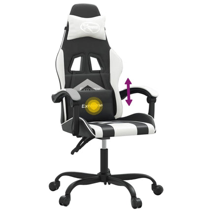 drejelig gamingstol kunstlæder sort og hvid