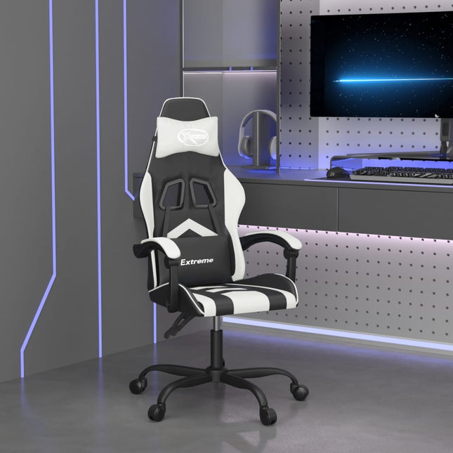 drejelig gamingstol kunstlæder sort og hvid