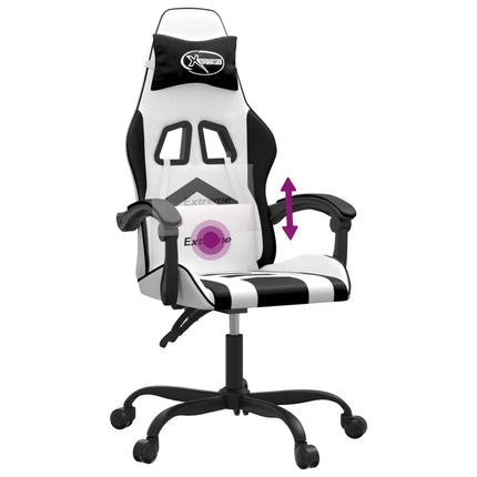 drejelig gamingstol kunstlæder hvid og sort