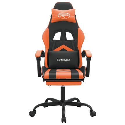 drejelig gamingstol med fodstøtte kunstlæder sort og orange
