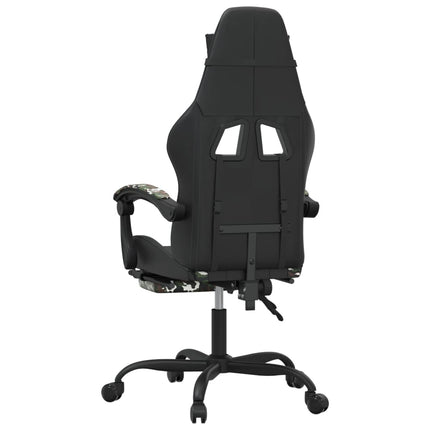 drejelig gamingstol med fodstøtte kunstlæder sort camouflage