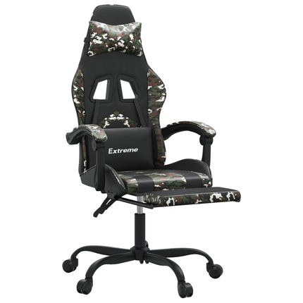 drejelig gamingstol med fodstøtte kunstlæder sort camouflage