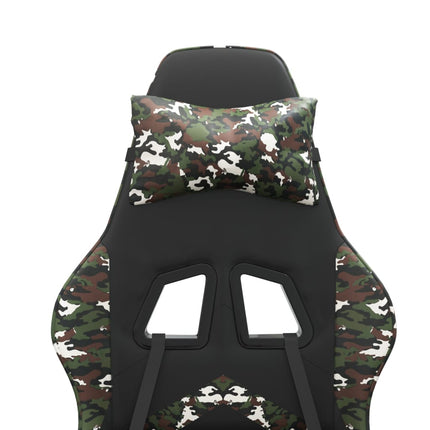 drejelig gamingstol med fodstøtte kunstlæder sort camouflage