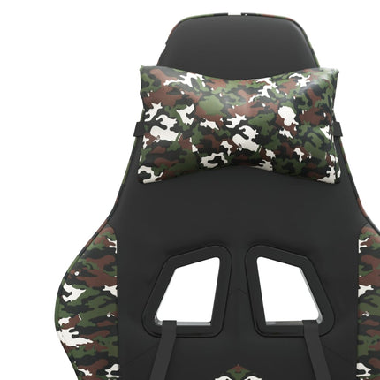 drejelig gamingstol med fodstøtte kunstlæder sort camouflage