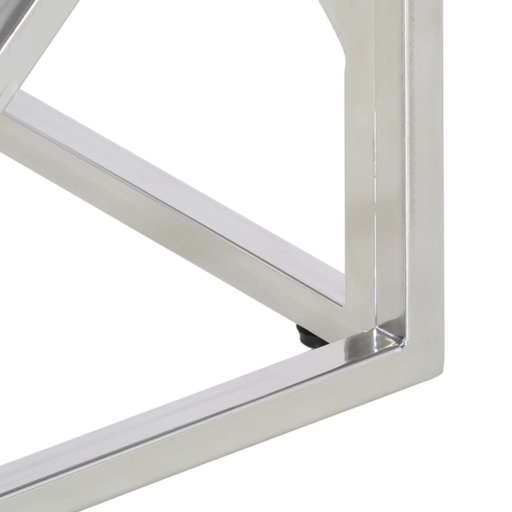 sofabord rustfrit stål og hærdet glas sølvfarvet