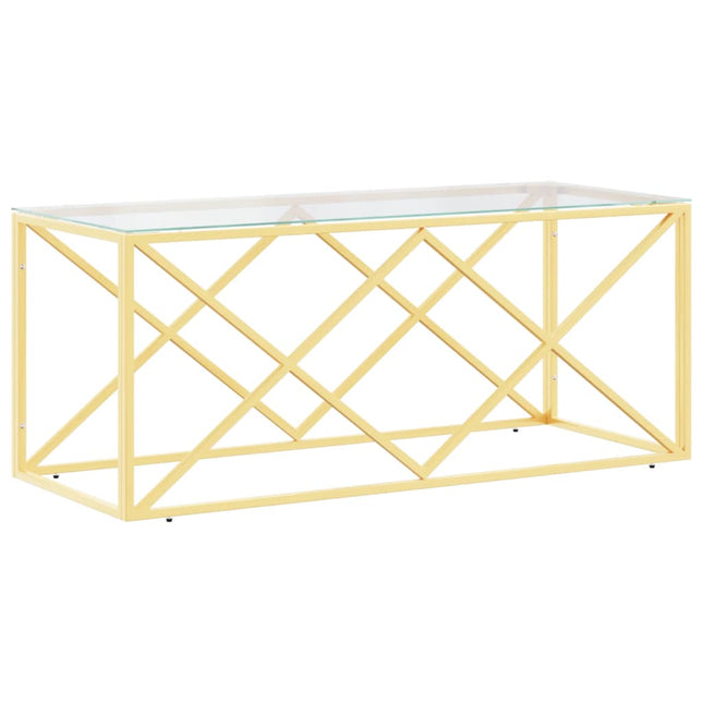 sofabord 110x45x45 cm rustfrit stål og glas