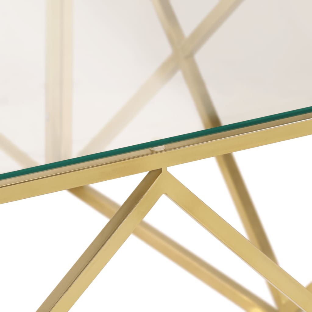 sofabord rustfrit stål og hærdet glas guldfarvet