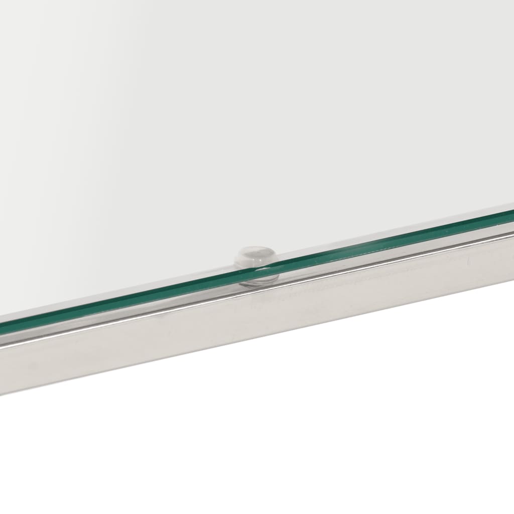 sofabord rustfrit stål og hærdet glas sølvfarvet