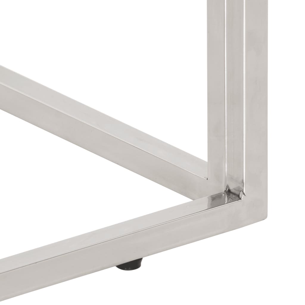 sofabord rustfrit stål og hærdet glas sølvfarvet