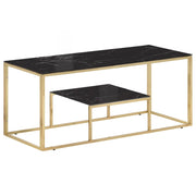 sofabord rustfrit stål og hærdet glas guldfarvet