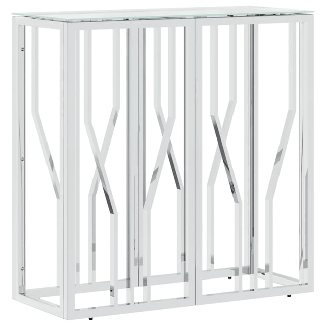 konsolbord 70x30x70 cm rustfrit stål og glas