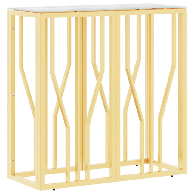 konsolbord 70x30x70 cm rustfrit stål og glas guldfarvet
