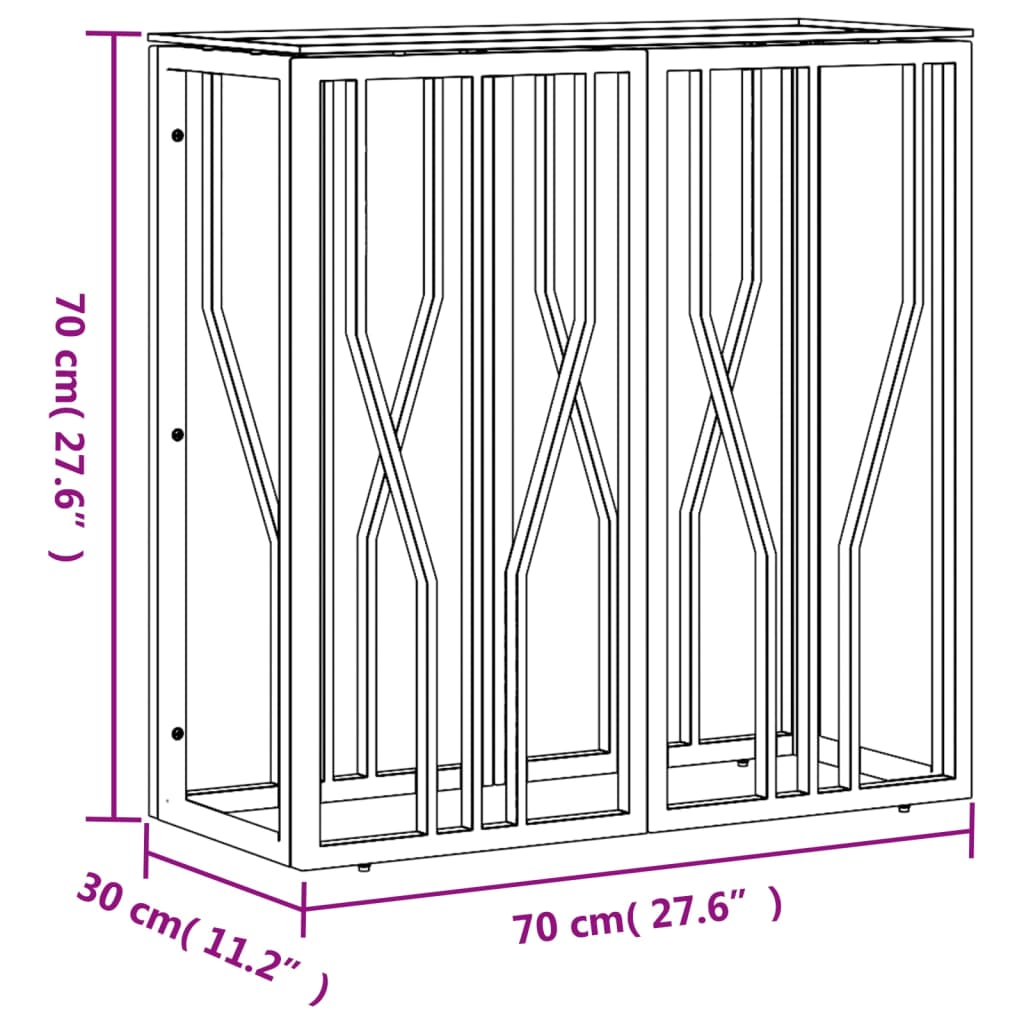 konsolbord 70x30x70 cm rustfrit stål og glas guldfarvet