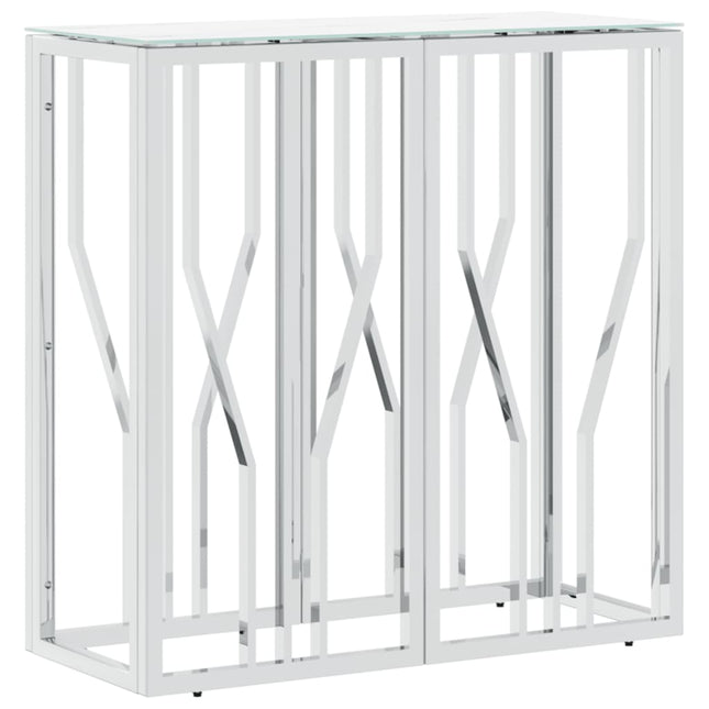 konsolbord 70x30x70 cm rustfrit stål og glas sølvfarvet