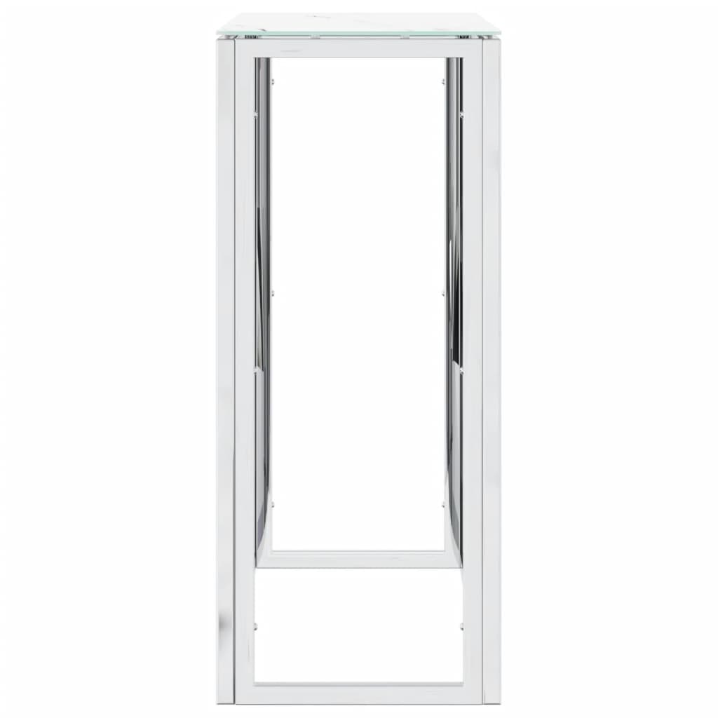 konsolbord 70x30x70 cm rustfrit stål og glas sølvfarvet