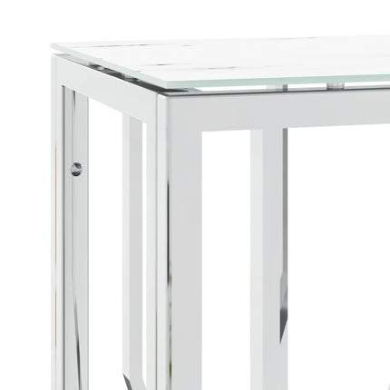 konsolbord 70x30x70 cm rustfrit stål og glas sølvfarvet