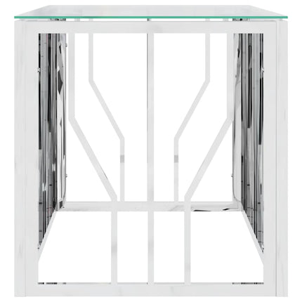 sofabord 110x45x45 cm rustfrit stål og glas